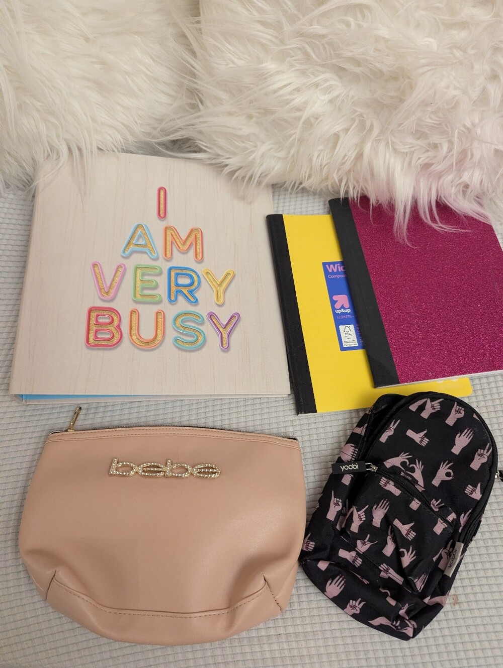 bebe Pink Jeweled Logo Cosmetic Pouch